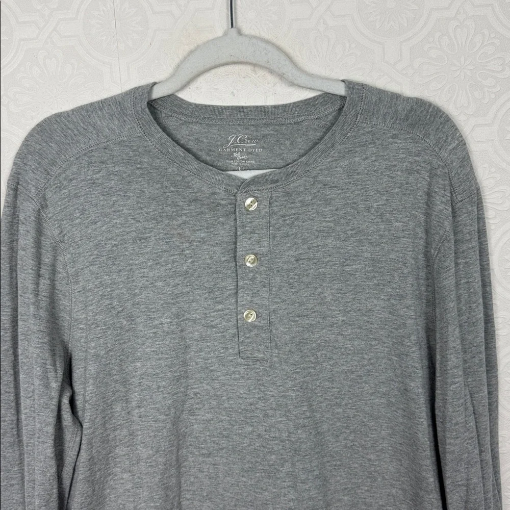 J.Crew‎ Garment Dyed Slub Cotton Henley Shirt Gray Long Sleeve Size Large